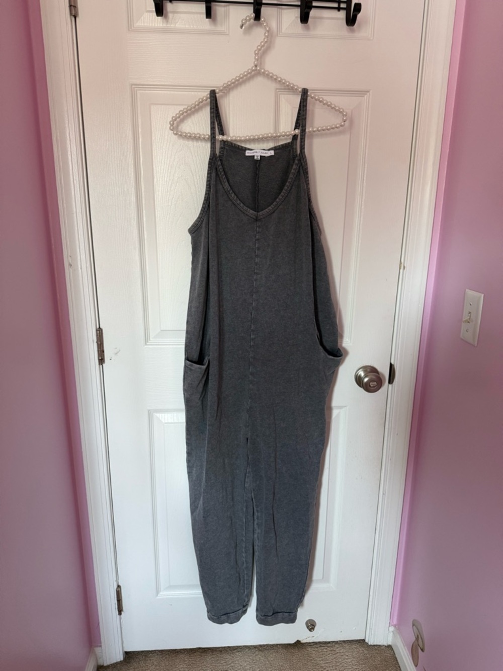 Sincerely Jules Washed Charcoal Gray Tank Jumpsuit